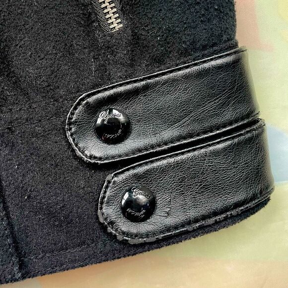 1981 Guess Faux Leather Moto Jacket Womens Size M Zip up Black Silver Zip Lin… - Picture 5 of 16